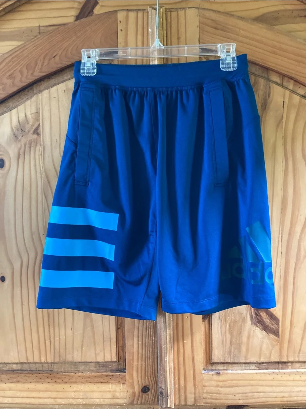 Mens Adidas ClimaLite teal blue green athletic shorts size S